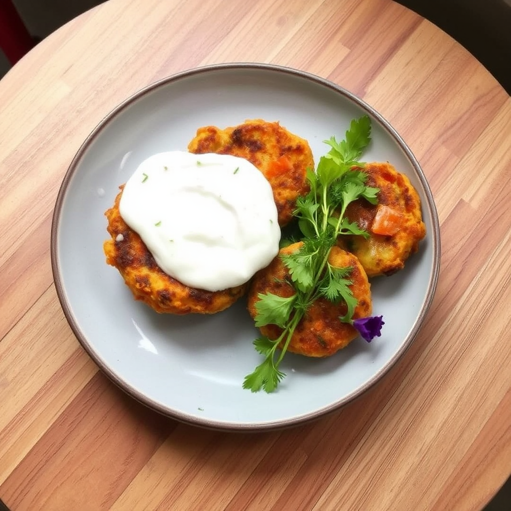 Smoky Salmon & Carrot Fritters with Zesty Dill Yogurt