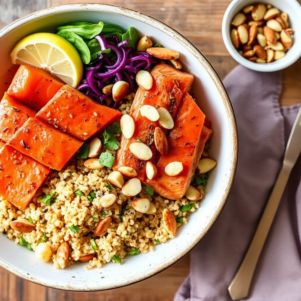 Smoky Salmon and Quinoa Bowls with Toasted Almonds