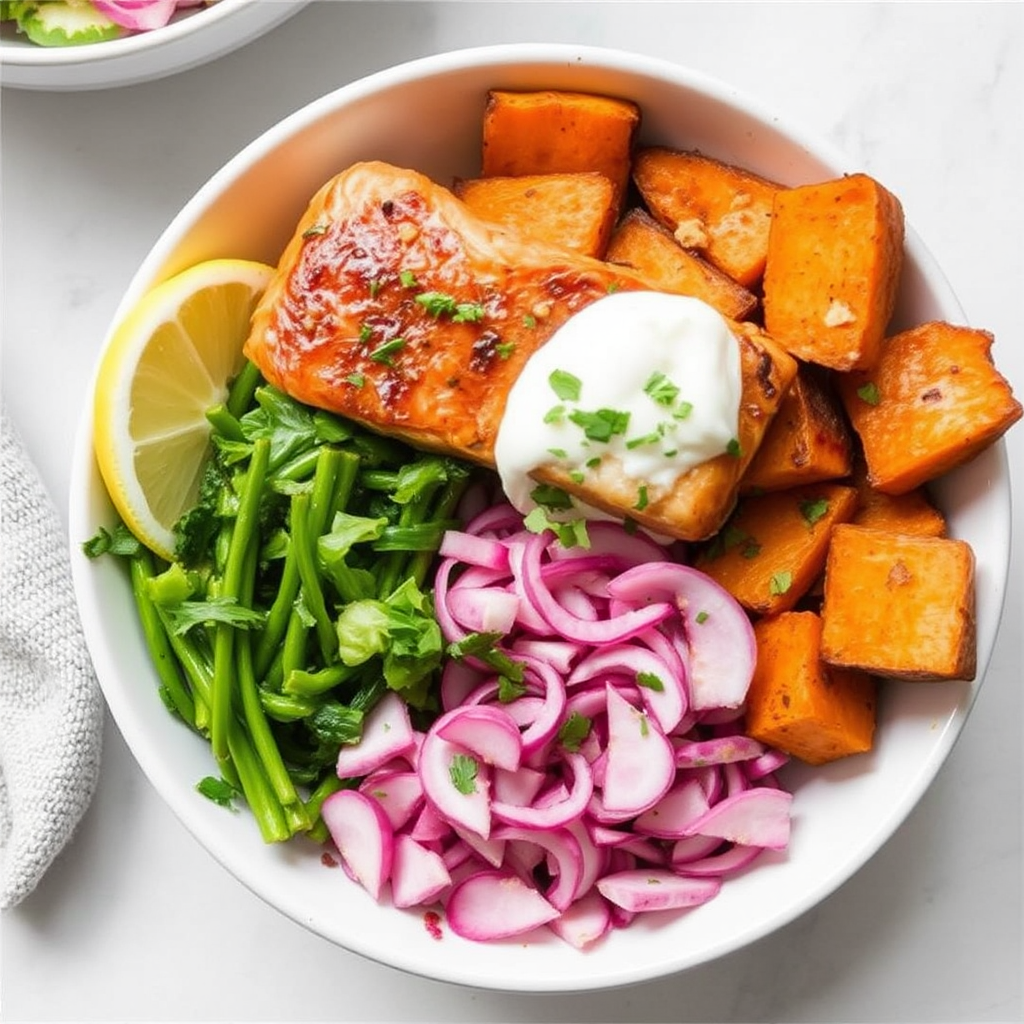 Smoky Salmon & Roasted Sweet Potato Bowls