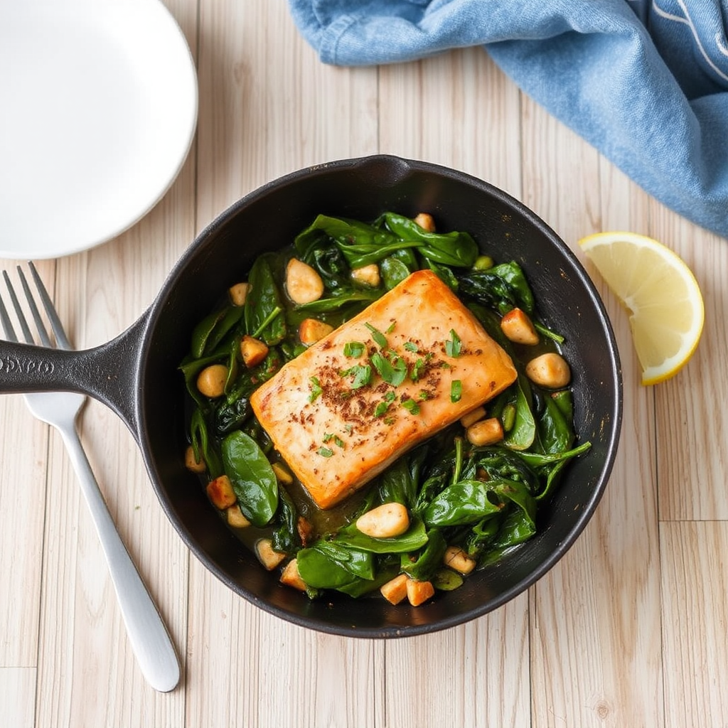 Smoky Salmon & Spinach Skillet