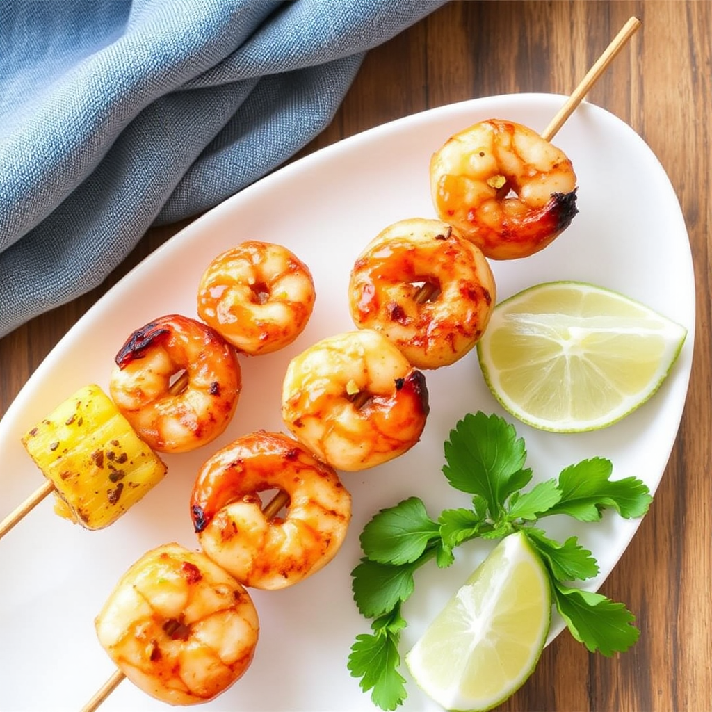 Smoky Shrimp & Pineapple Skewers with Coconut Lime Glaze