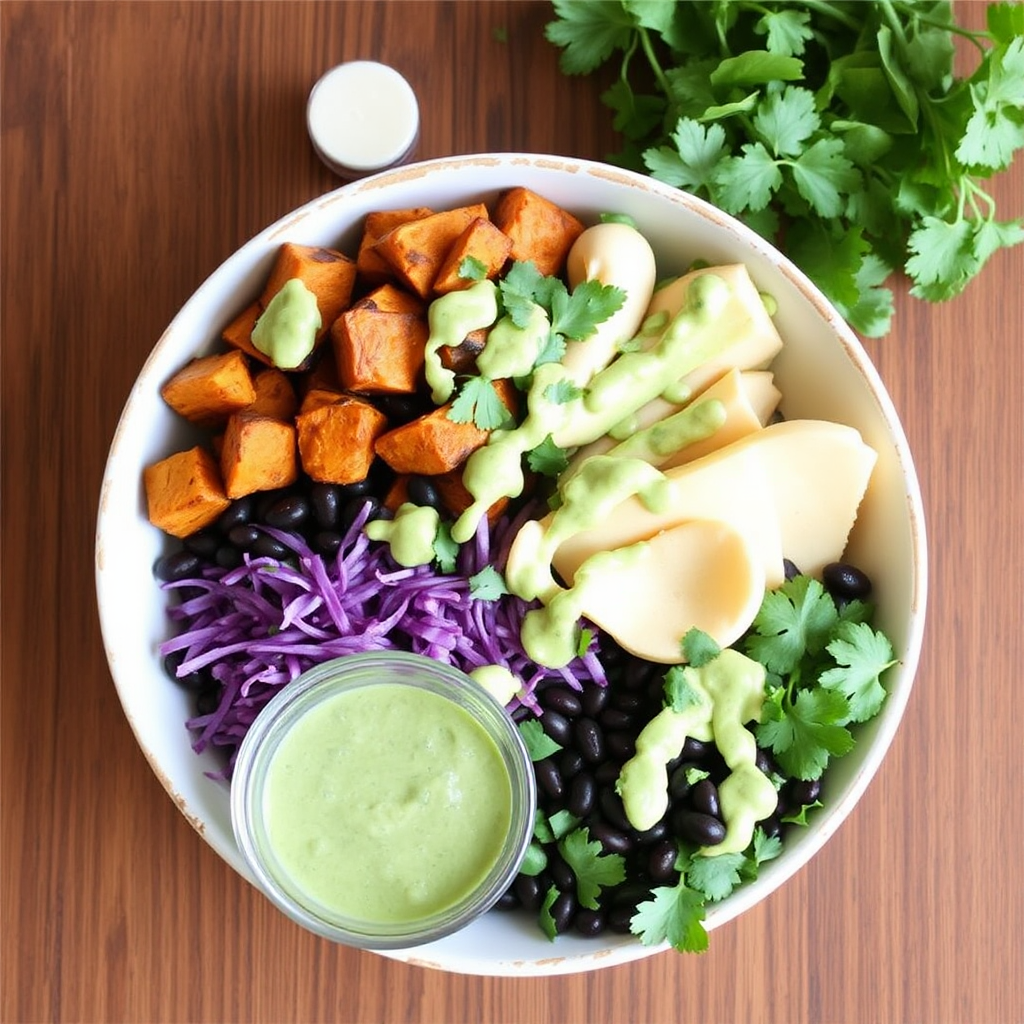 Smoky Sweet Potato & Black Bean Bowls with Cilantro-Lime Dressing