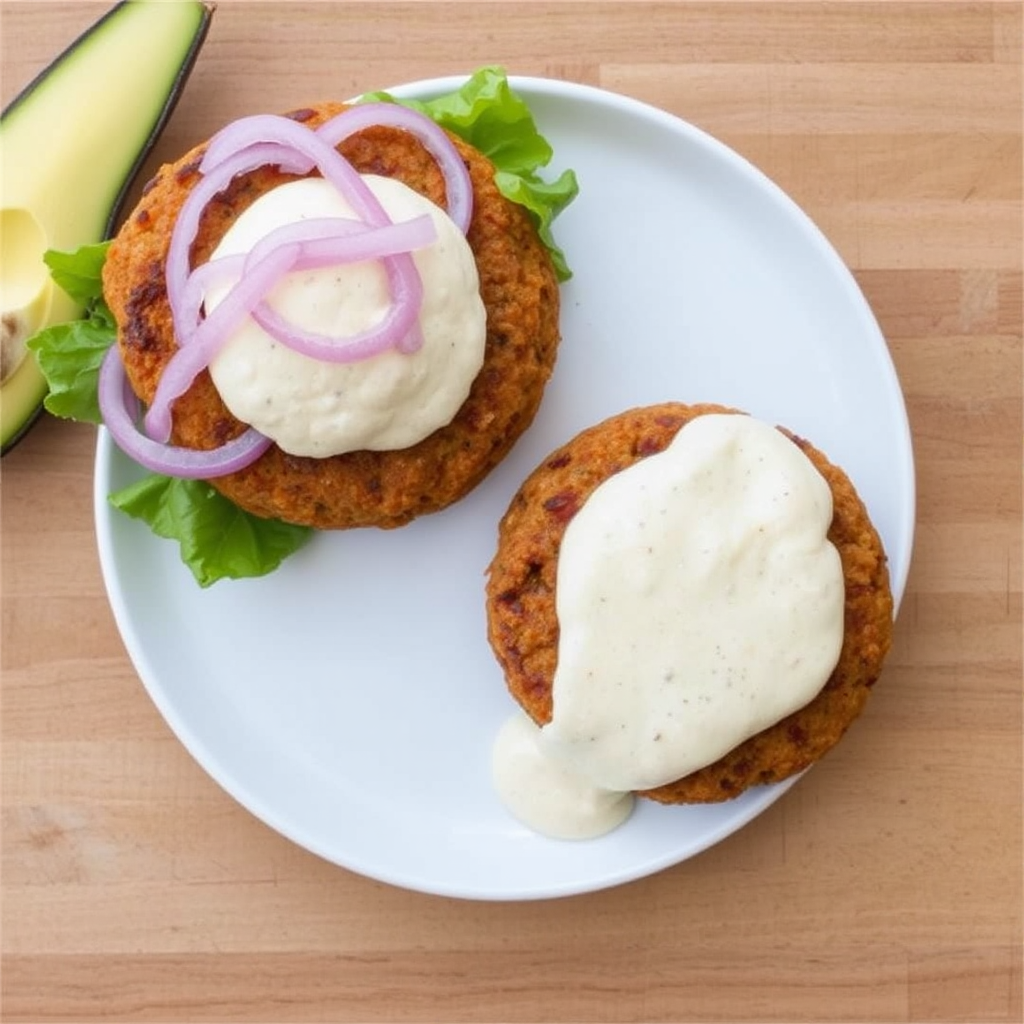 Spiced Carrot & Chickpea Burgers with Creamy Coconut Tahini Sauce