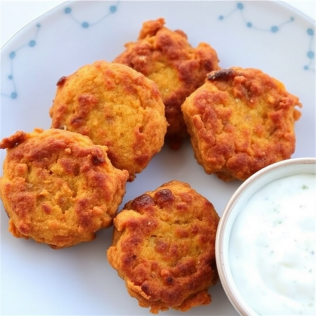 Spiced Carrot and Chickpea Fritters with Lemon-Mint Yogurt Dip