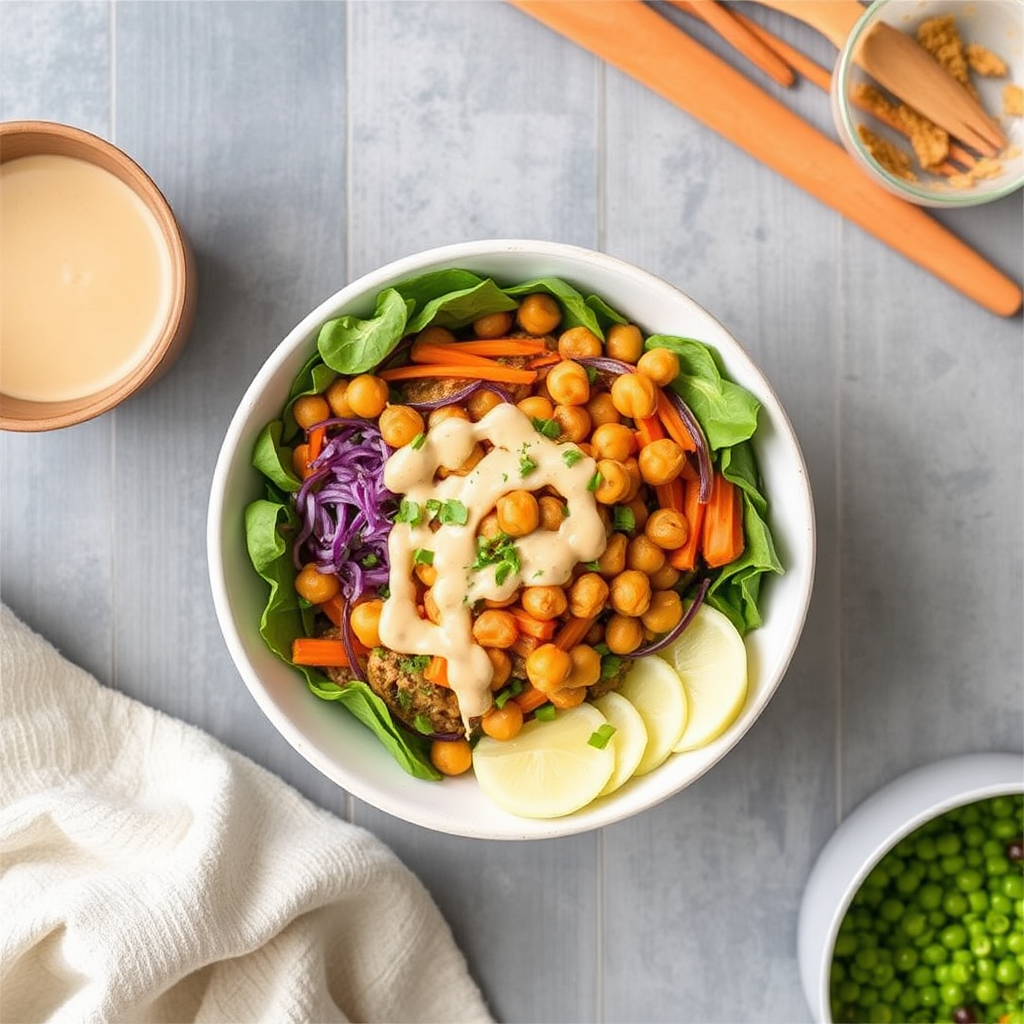 Spiced Carrot & Chickpea Salad Bowls with Lemon-Tahini Dressing