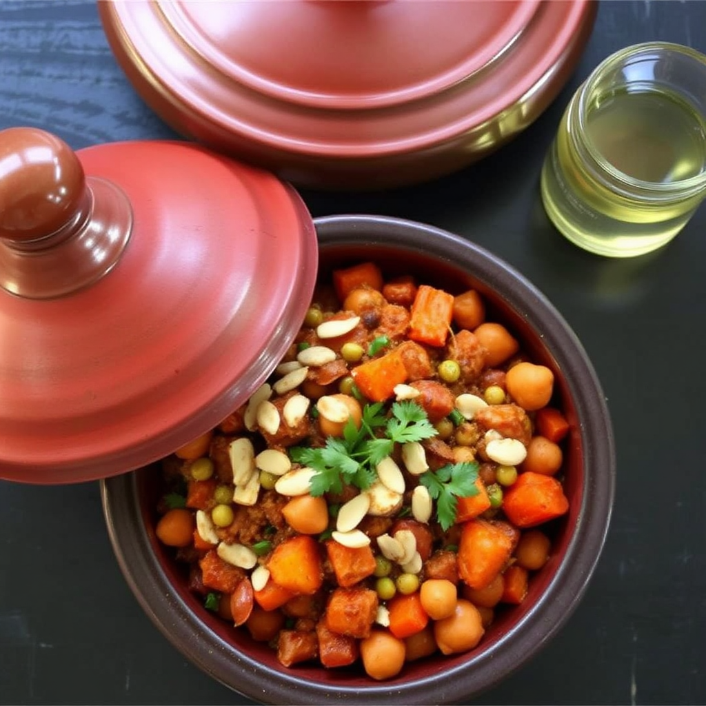 Spiced Carrot and Chickpea Tagine with Toasted Almonds