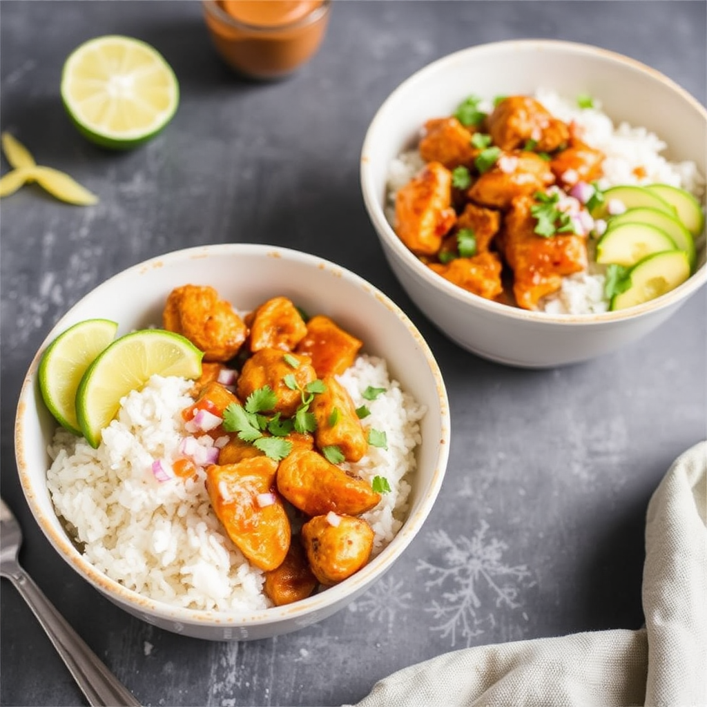 Spiced Chicken & Coconut Rice Bowls