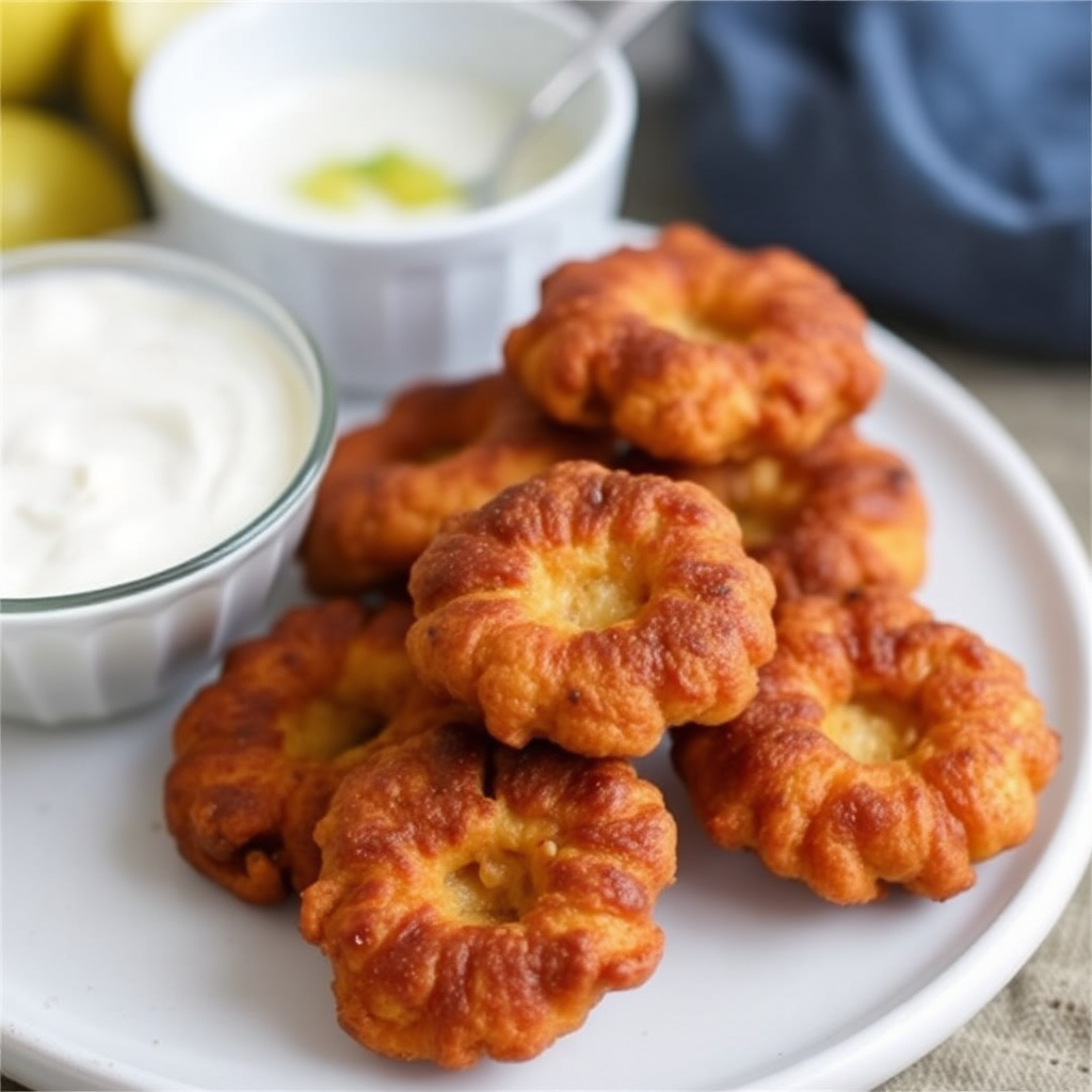 Spiced Chickpea & Apple Fritters with Lemon-Yogurt Dip