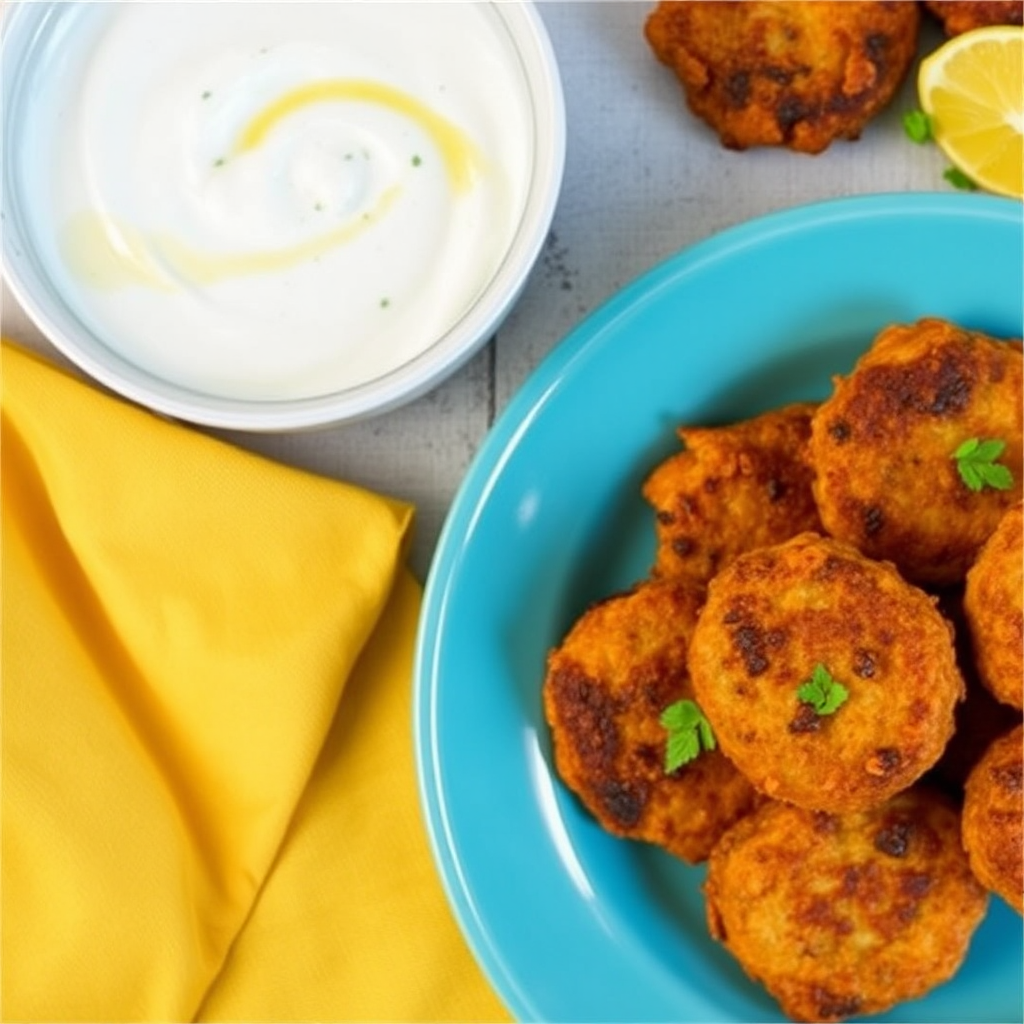 Spiced Chickpea and Carrot Fritters with Yogurt-Lemon Dip