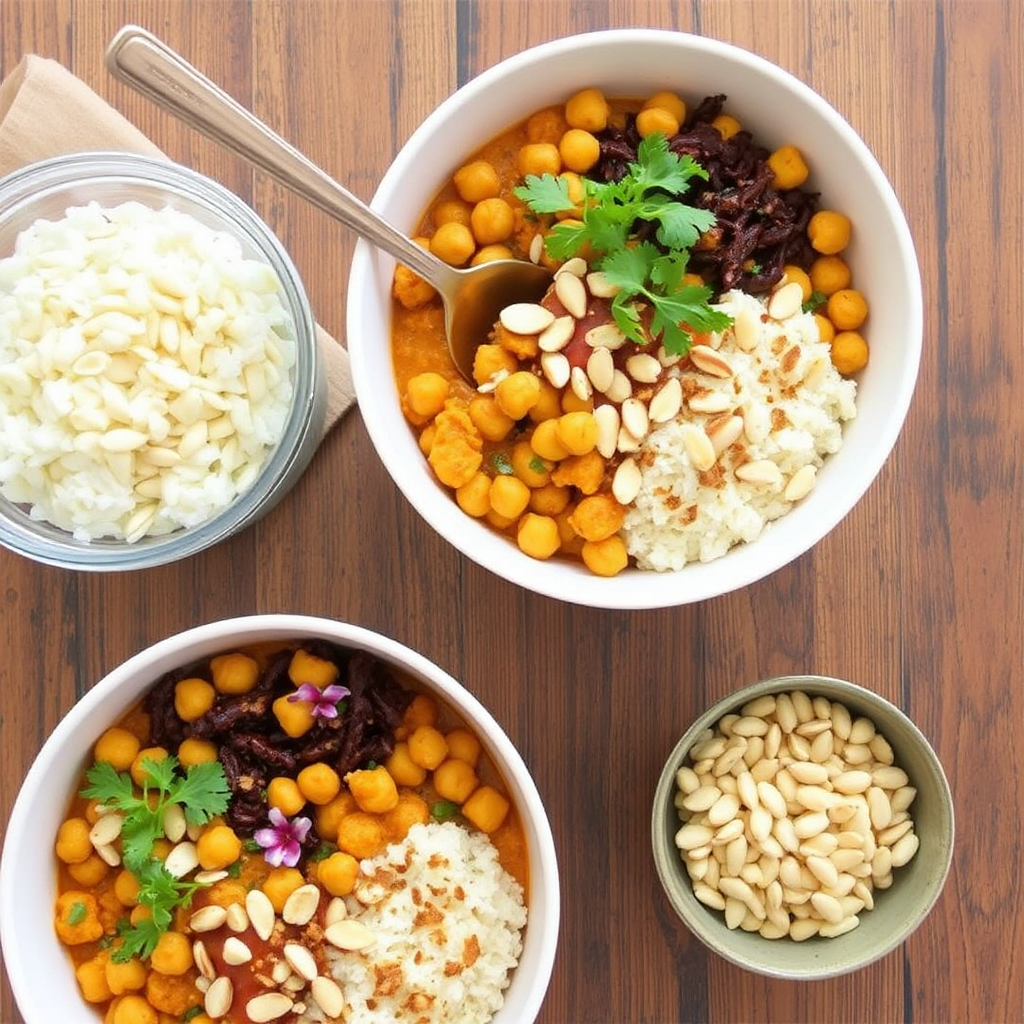 Spiced Chickpea and Coconut Curry Bowls with Toasted Almonds