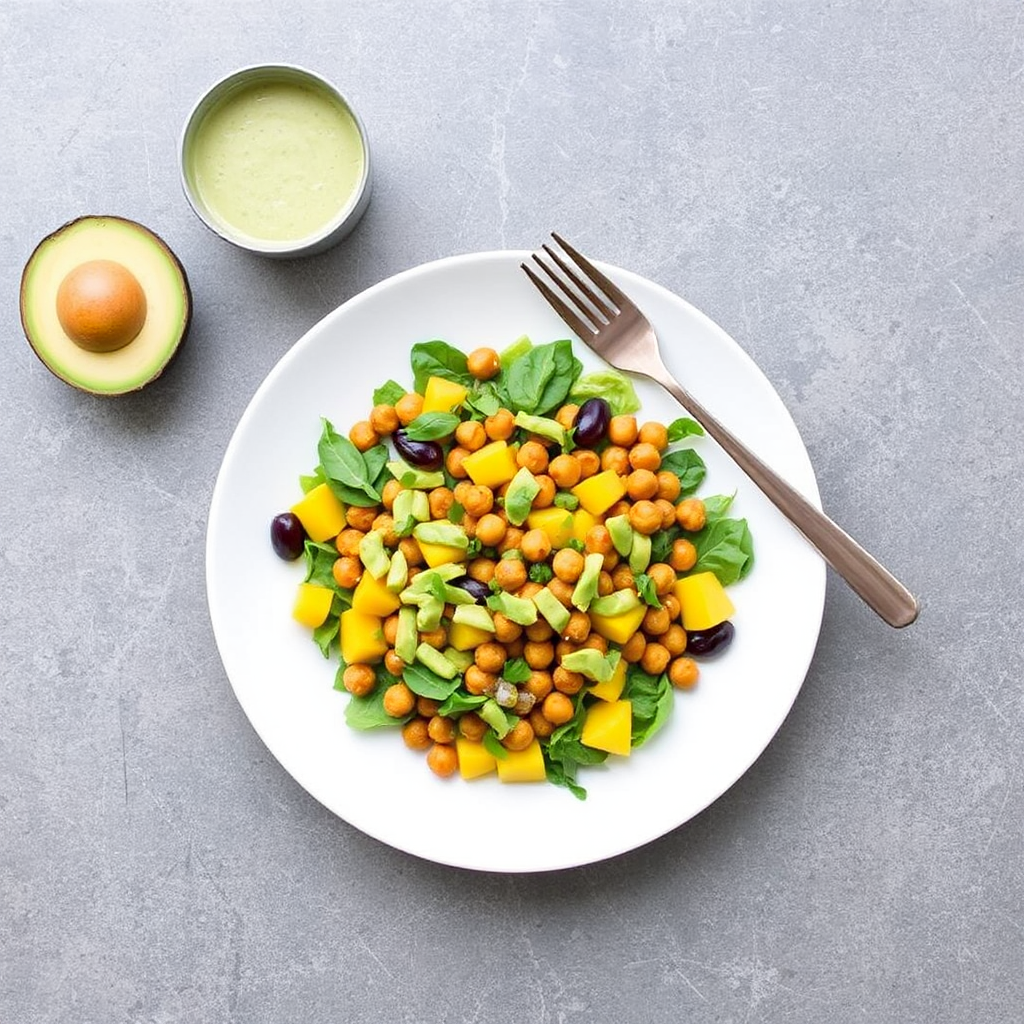 Spiced Chickpea & Mango Salad with Avocado Dressing