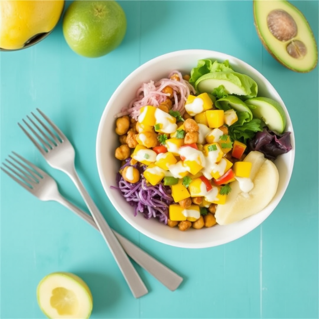 Spiced Chickpea & Mango Salsa Bowls with Coconut Lime Dressing