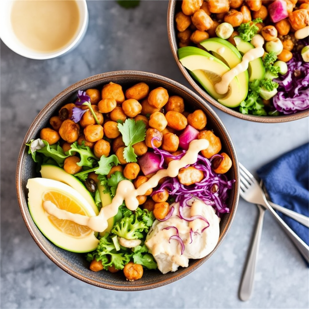 Spiced Chickpea & Sweet Potato Bowls with Citrus-Tahini Dressing