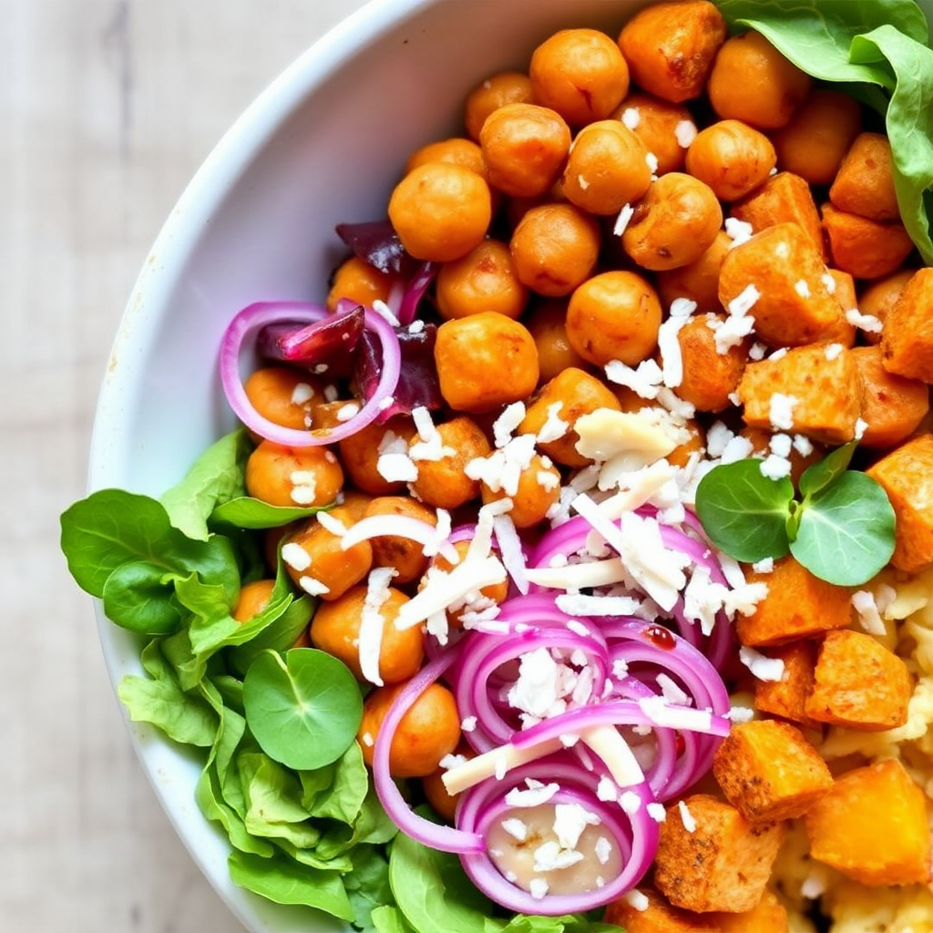 Spiced Chickpea and Sweet Potato Buddha Bowls with Toasted Coconut