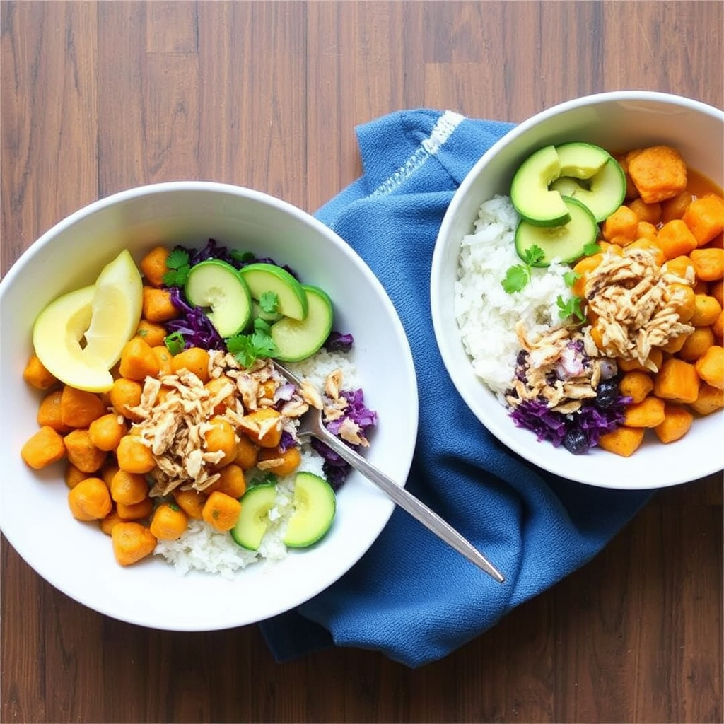 Spiced Chickpea and Sweet Potato Curry Bowls with Toasted Coconut