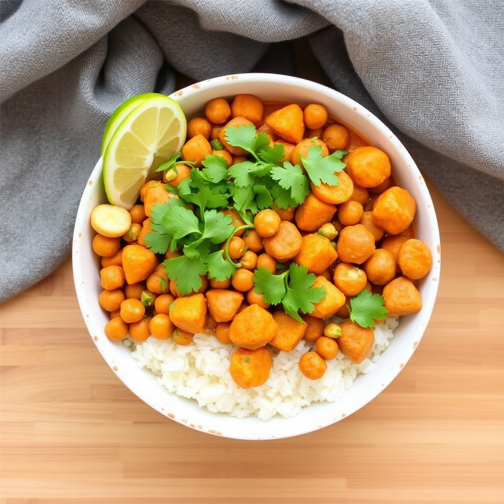 Spiced Chickpea and Sweet Potato Curry Bowls