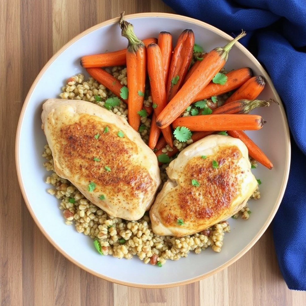 Spiced Citrus Chicken with Roasted Carrots and Quinoa