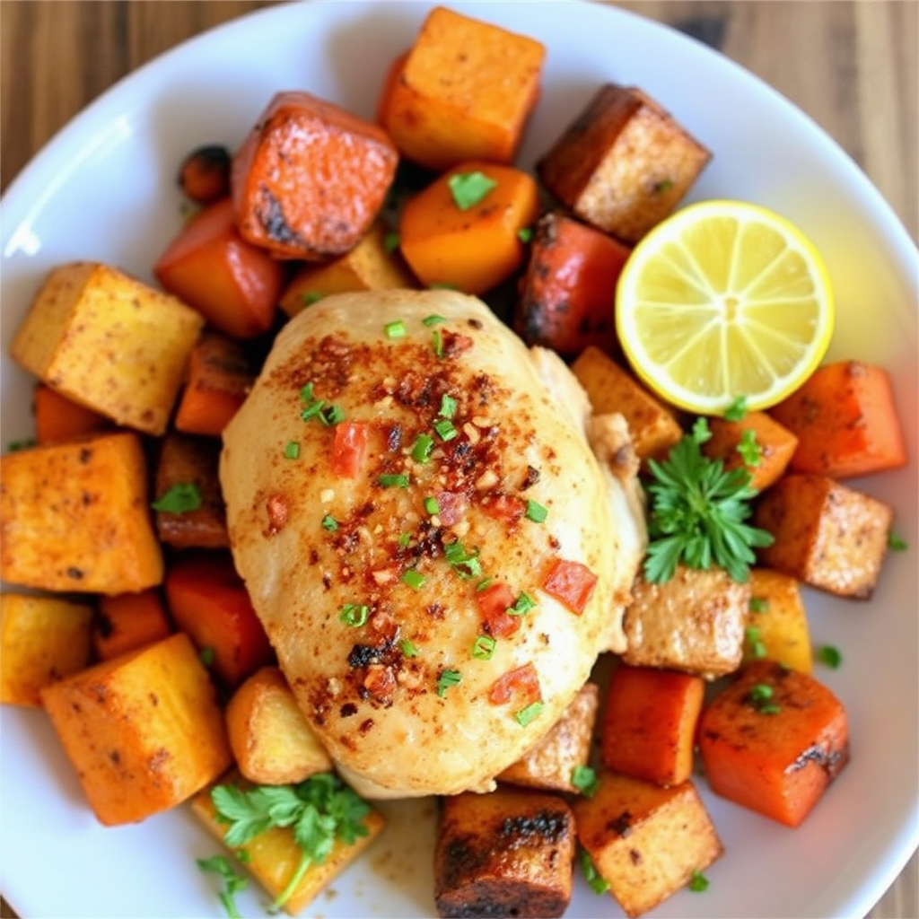 Spiced Citrus Chicken with Roasted Root Vegetables