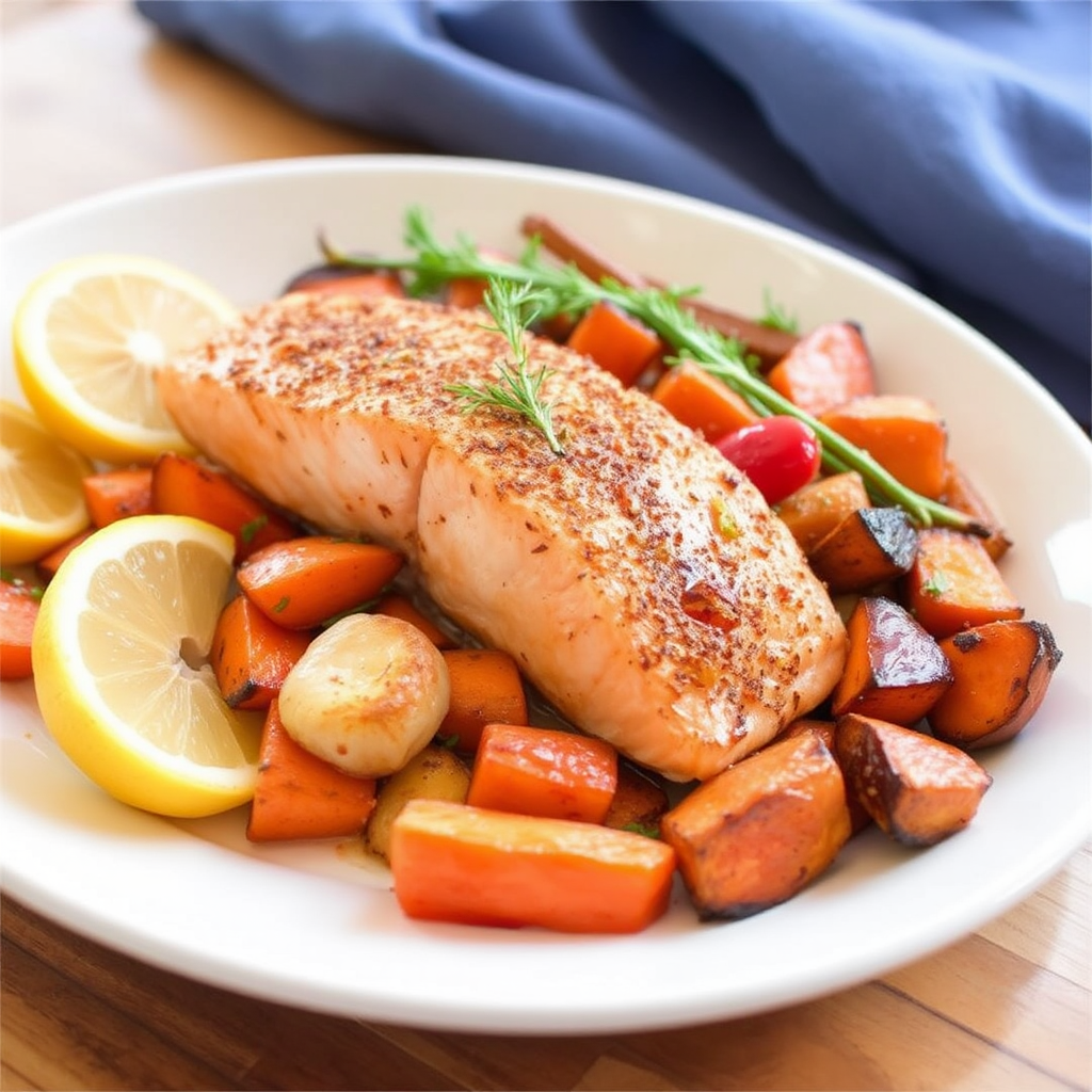 Spiced Citrus Salmon with Roasted Root Vegetables