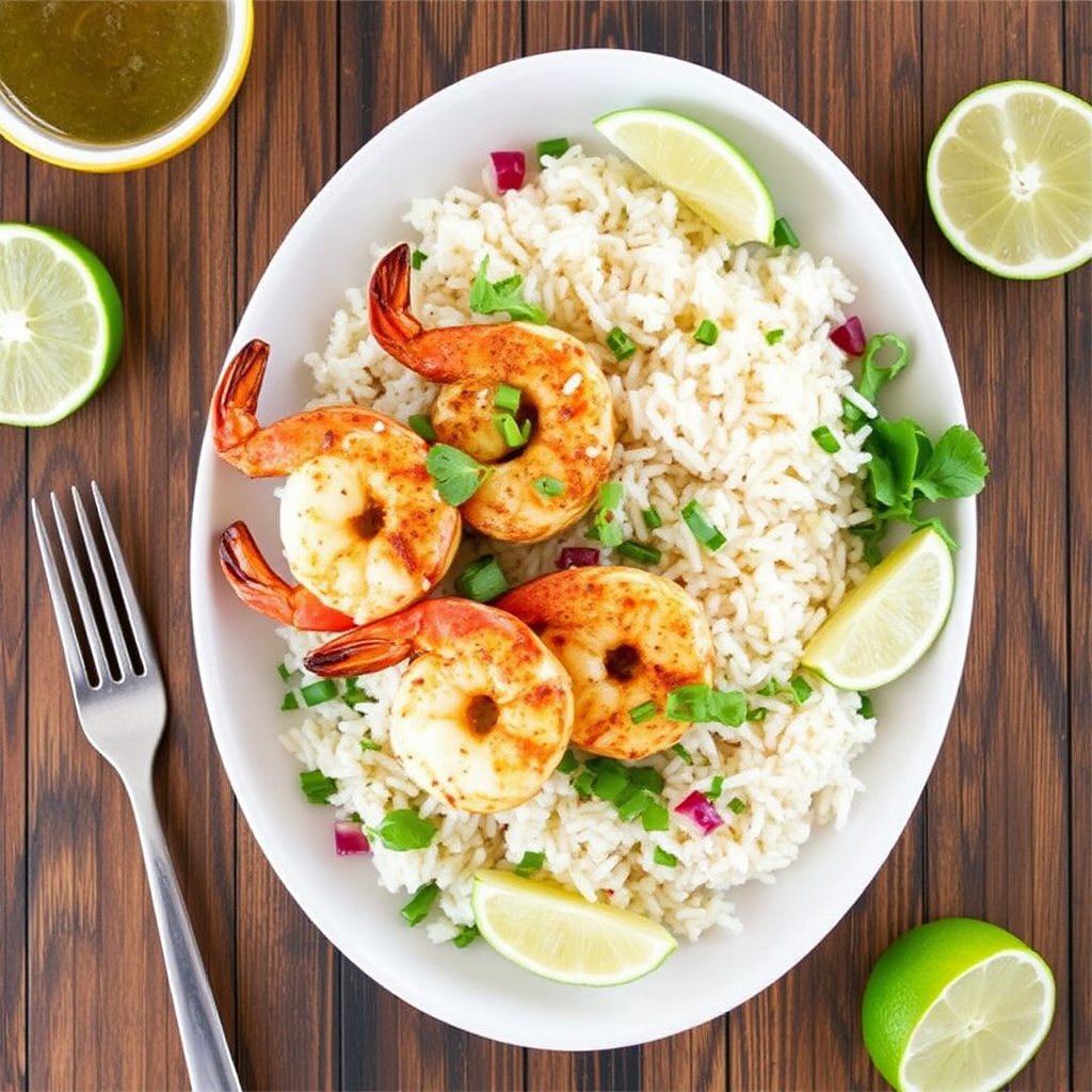 Spiced Citrus Shrimp Skewers with Coconut Lime Rice