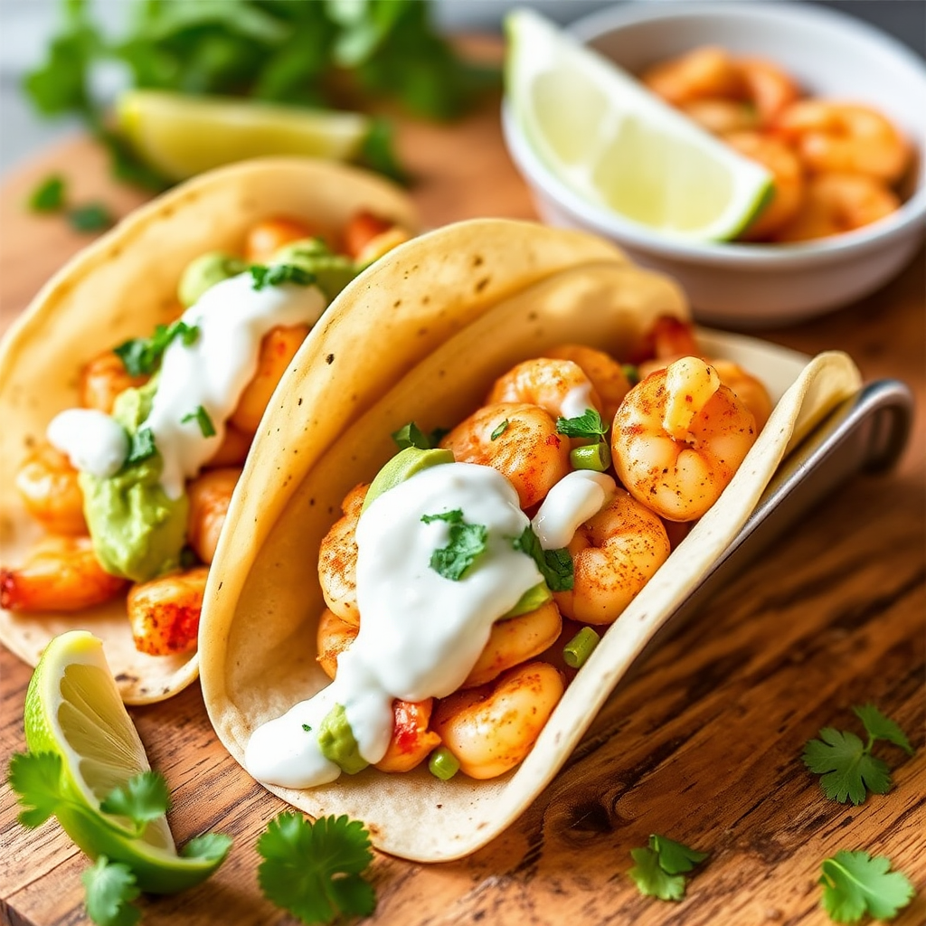 Spiced Citrus Shrimp Tacos with Avocado Crema