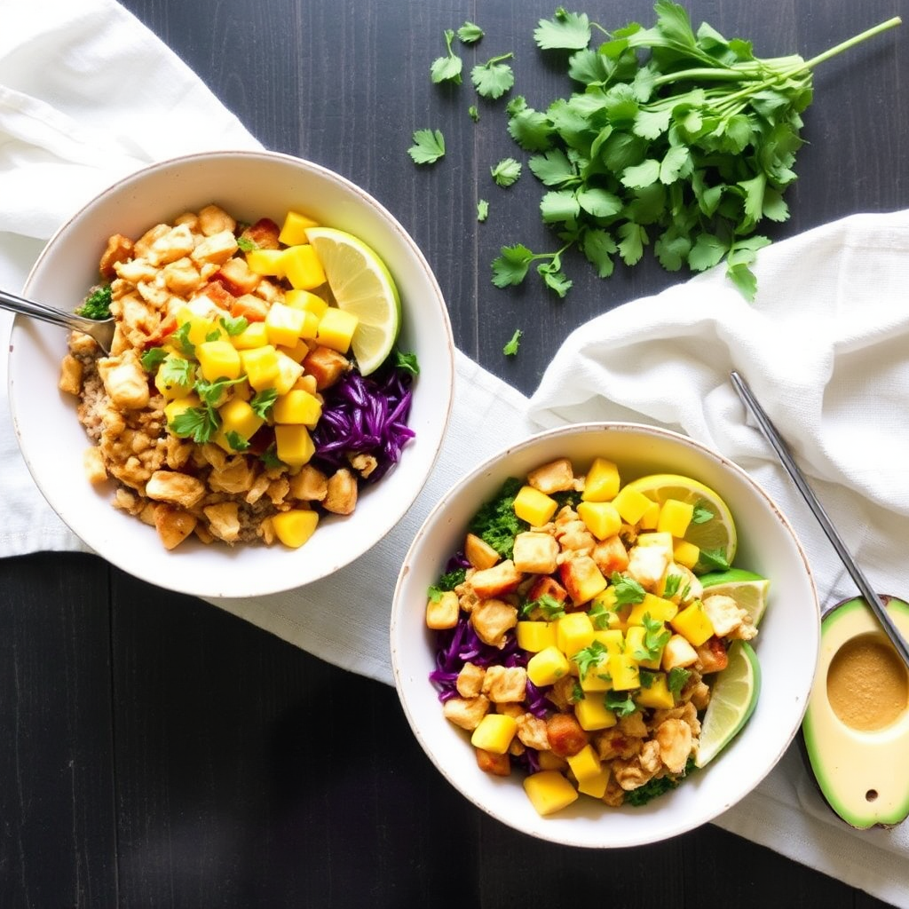 Spiced Coconut Chicken & Mango Salsa Bowls