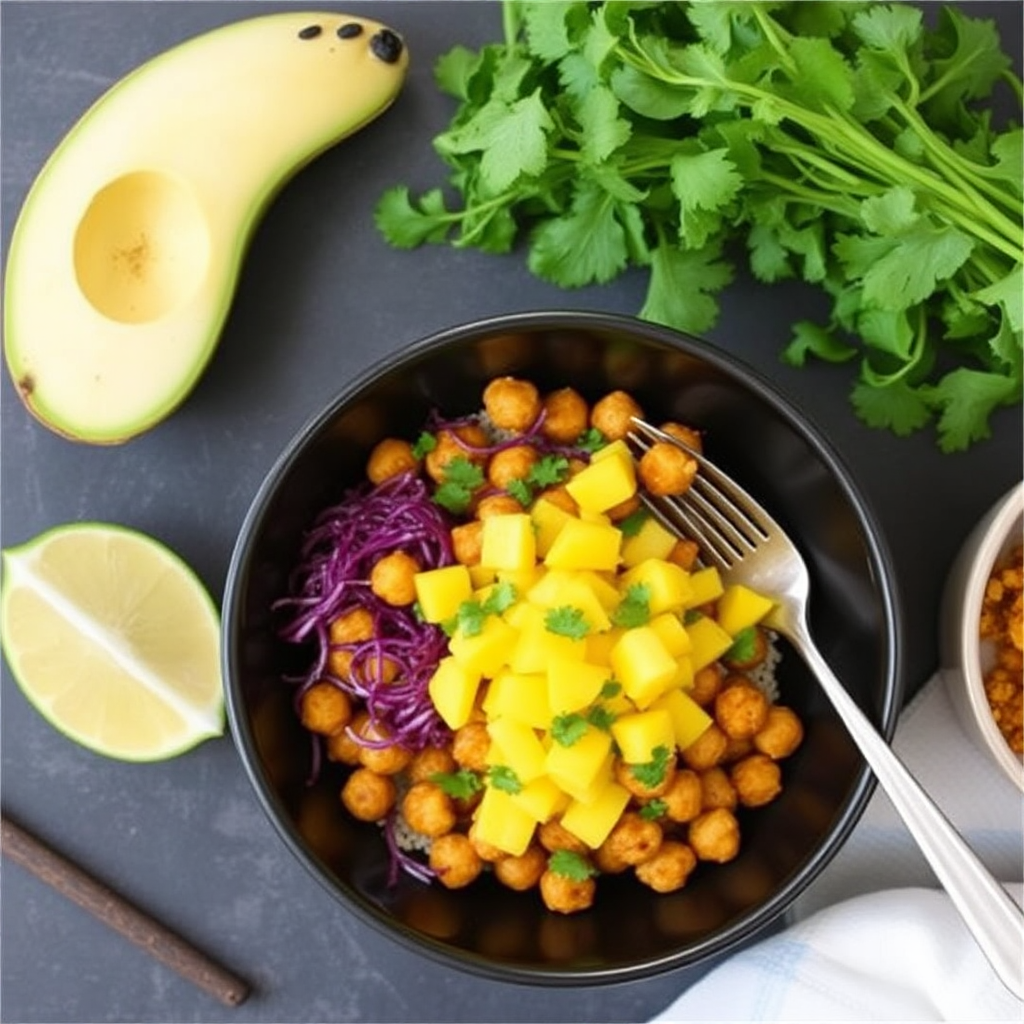 Spiced Coconut Chickpea Bowls with Mango Salsa