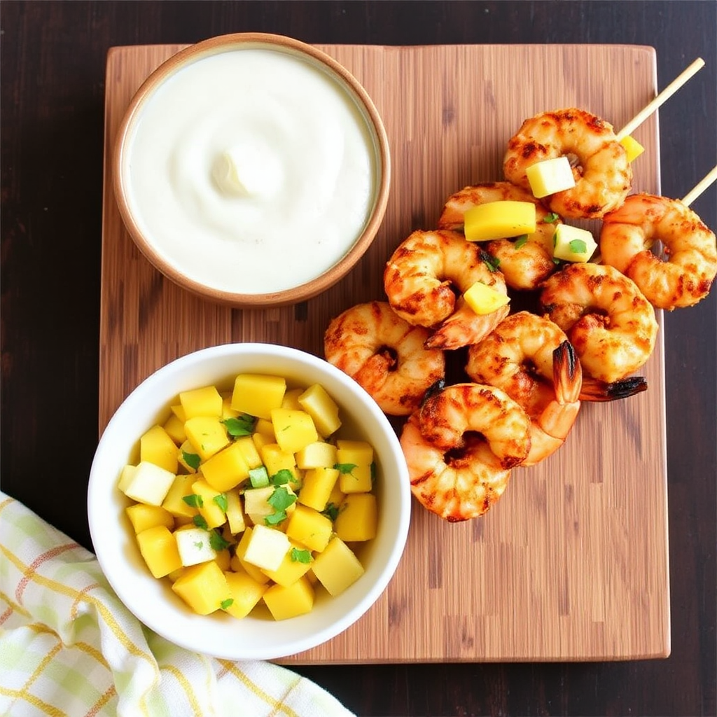 Spiced Coconut Shrimp Skewers with Mango Salsa