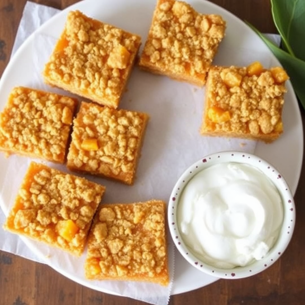 Spiced Mango & Cardamom Crumble Bars