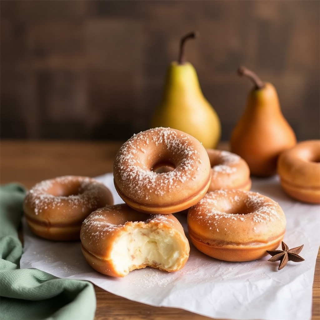 Spiced Pear and Cardamom Doughnuts