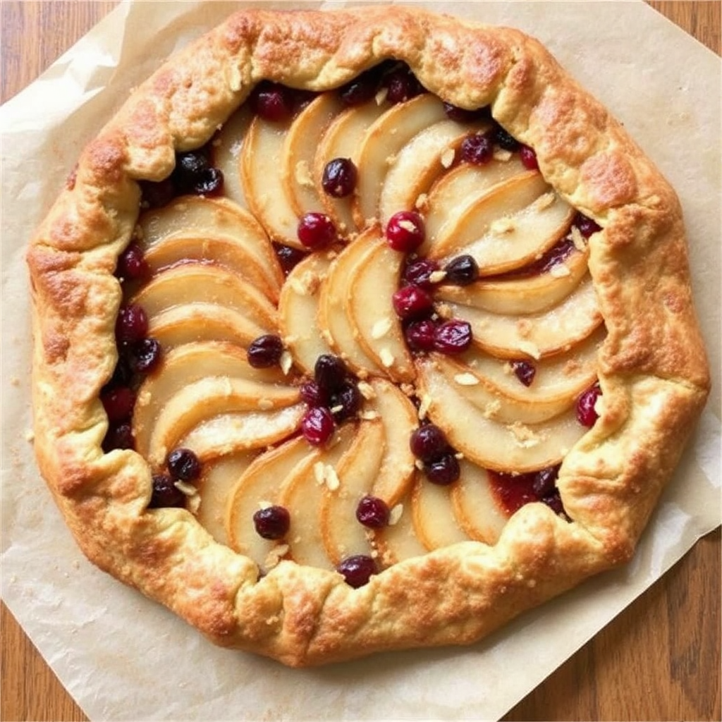 Spiced Pear & Cranberry Galette with Ginger-Almond Crumble