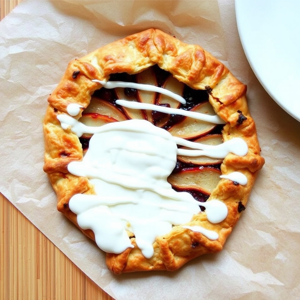 Spiced Pear and Cranberry Galette with Orange Cream Drizzle