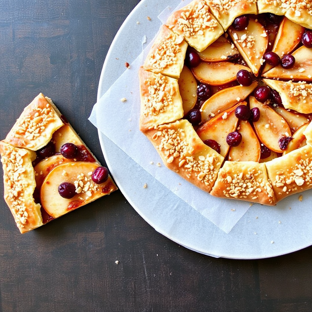 Spiced Pear and Cranberry Galette with Salted Almond Crust