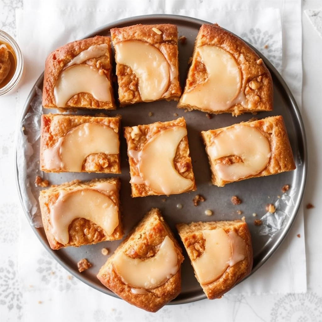 Spiced Pear & Ginger Blondies with Honey Glaze