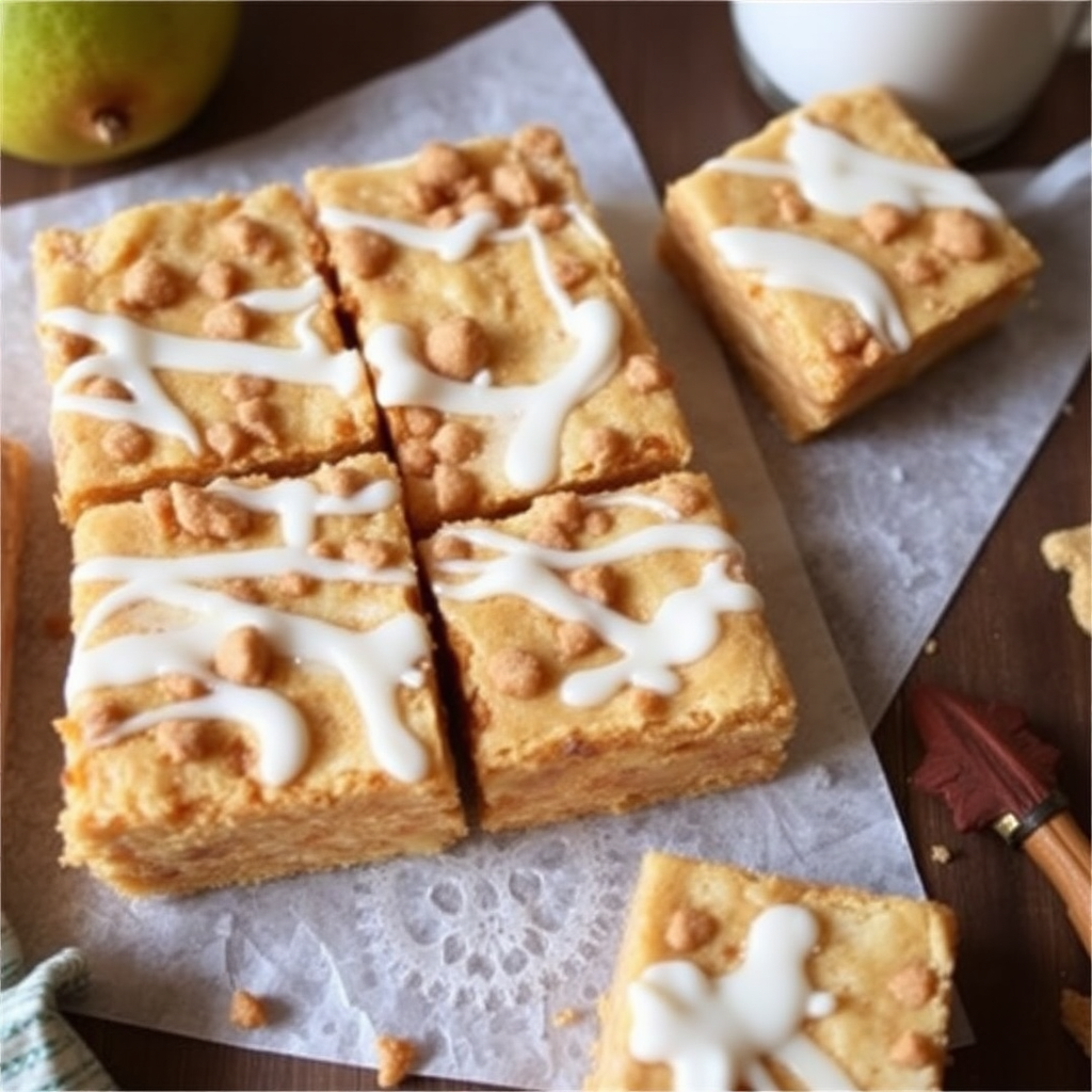 Spiced Pear and Ginger Blondies