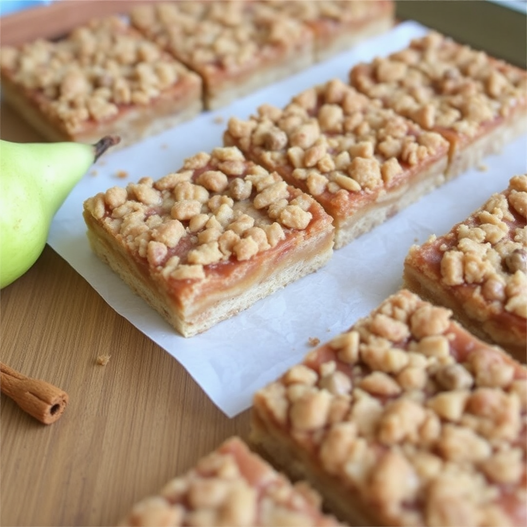 Spiced Pear and Ginger Crumble Bars