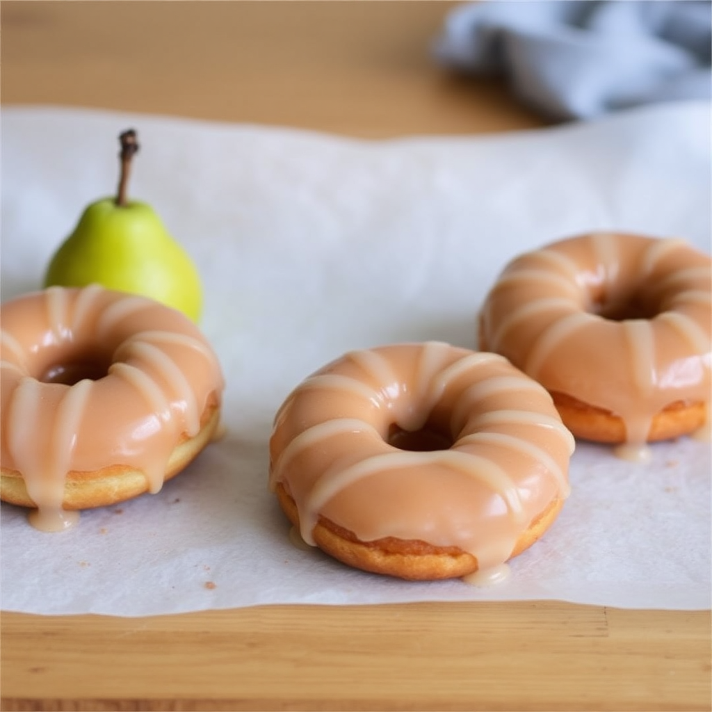 Spiced Pear & Ginger Doughnuts with Cardamom Glaze