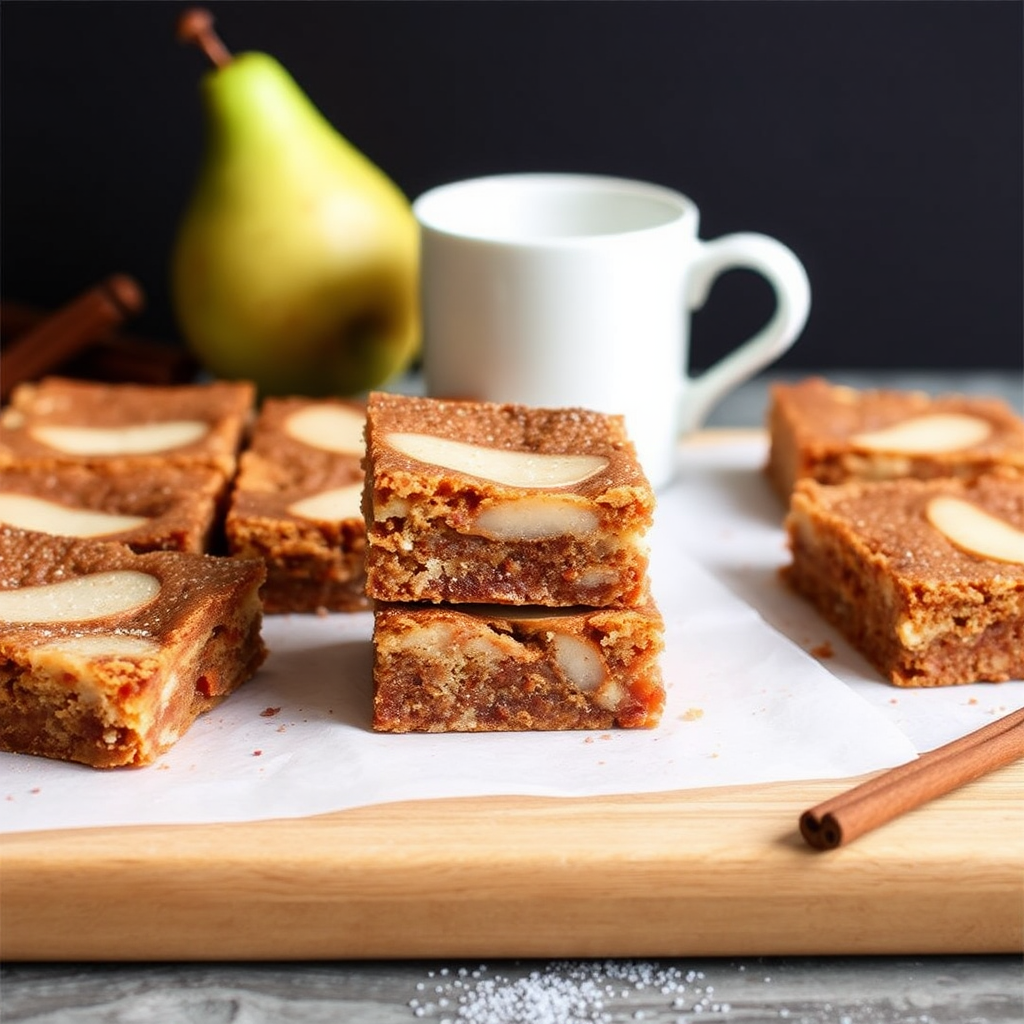 Spiced Pear and Gingerbread Blondies