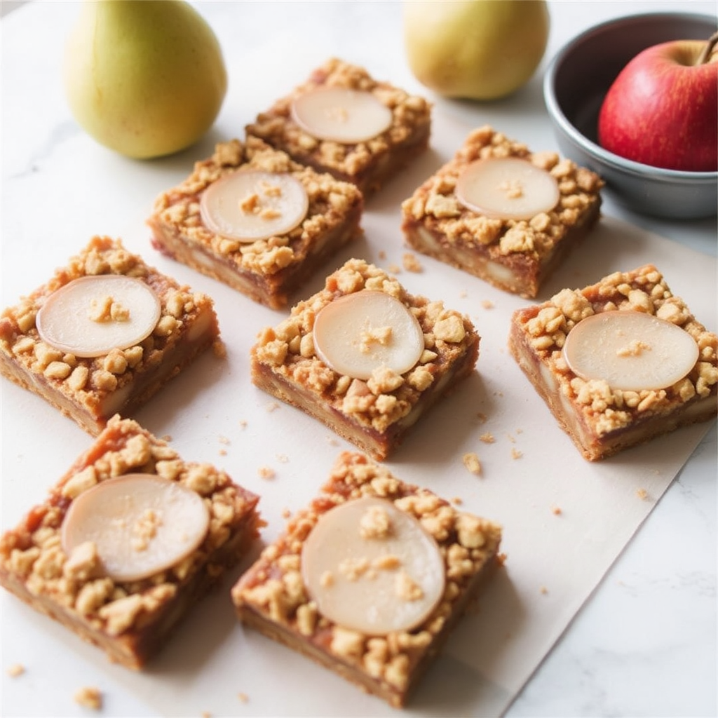 Spiced Pear and Gingerbread Crumble Bars