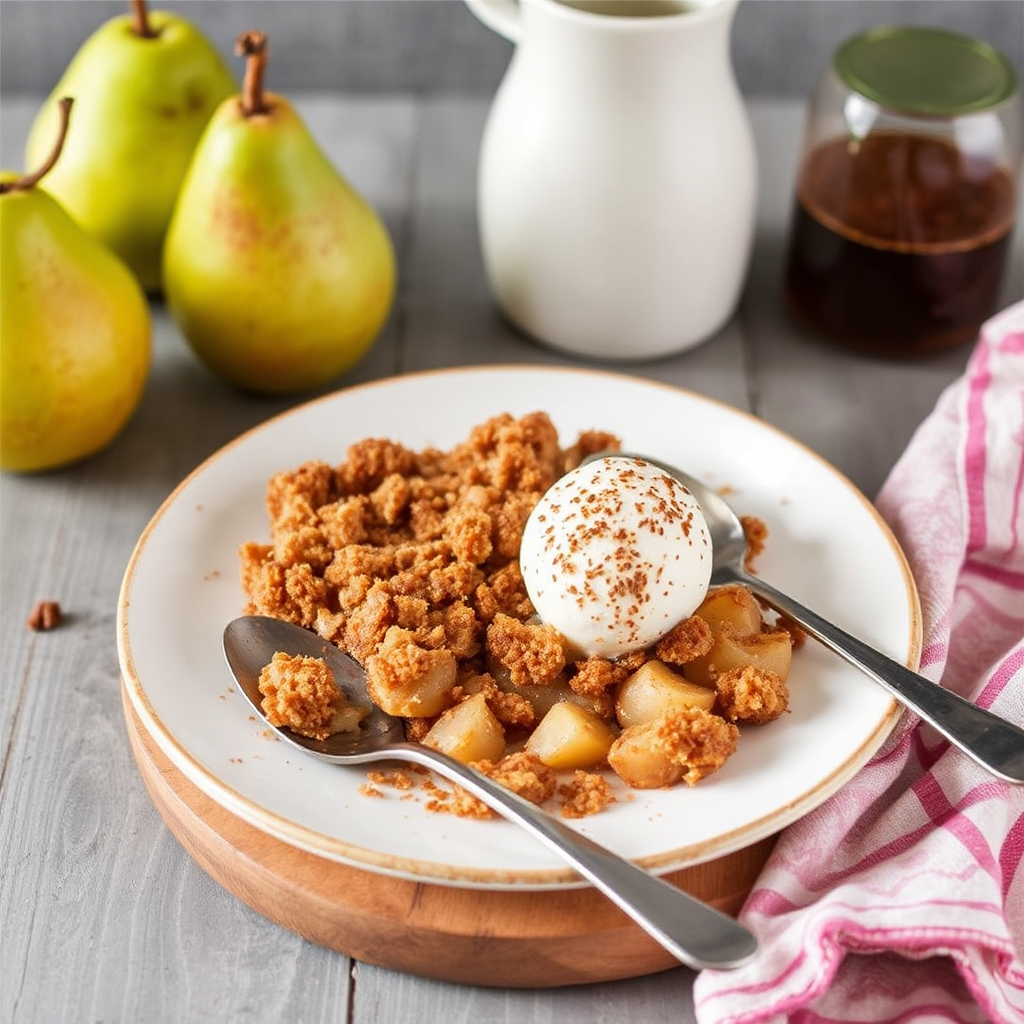 Spiced Pear and Gingerbread Crumble