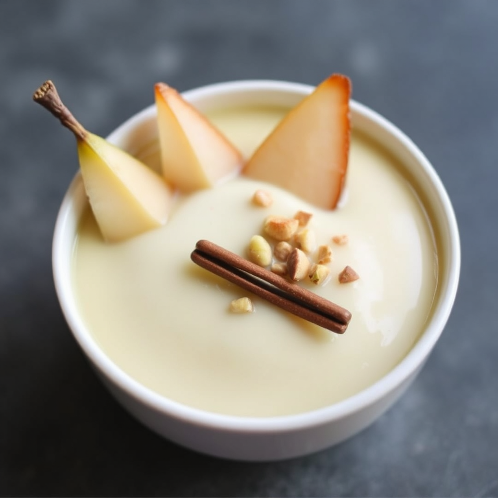 Spiced Pear and Pistachio Panna Cotta