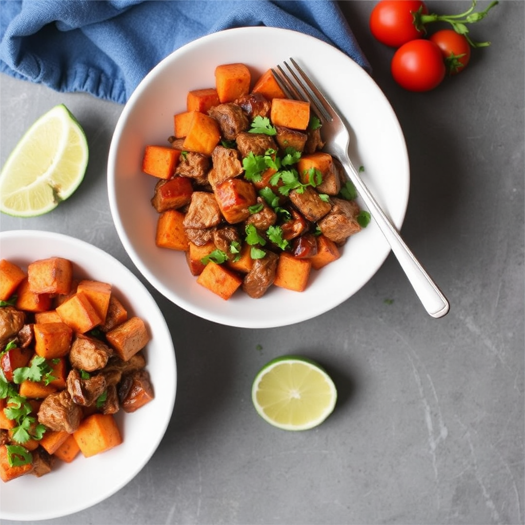 Spiced Pork and Roasted Sweet Potato Bowls