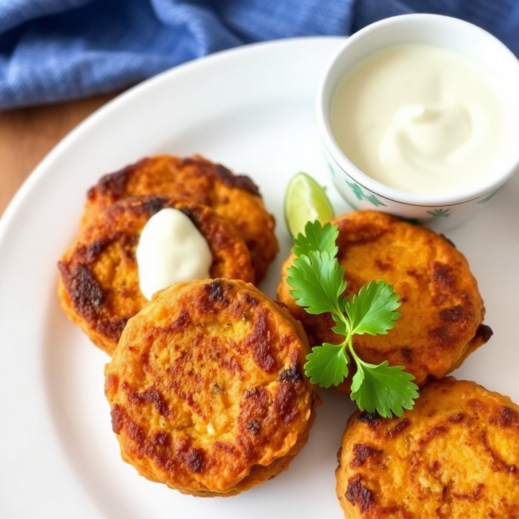 Spiced Pumpkin & Chickpea Fritters with Lime Crema