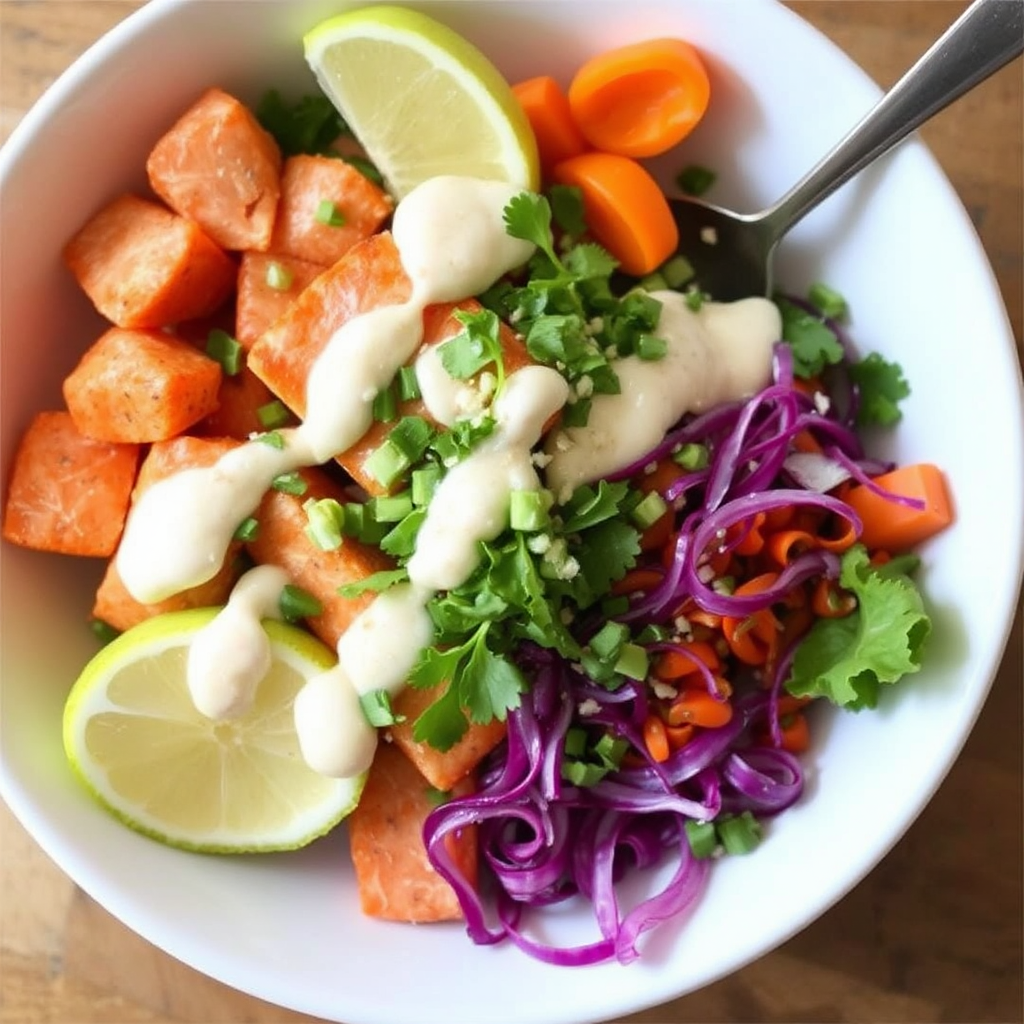 Spiced Salmon Bowls with Coconut-Lime Dressing