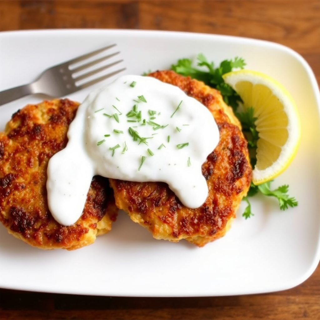 Spiced Salmon Patties with Lemon-Dill Yogurt Sauce