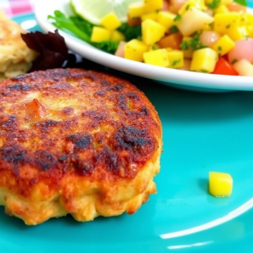 Spiced Salmon Patties with Mango Salsa