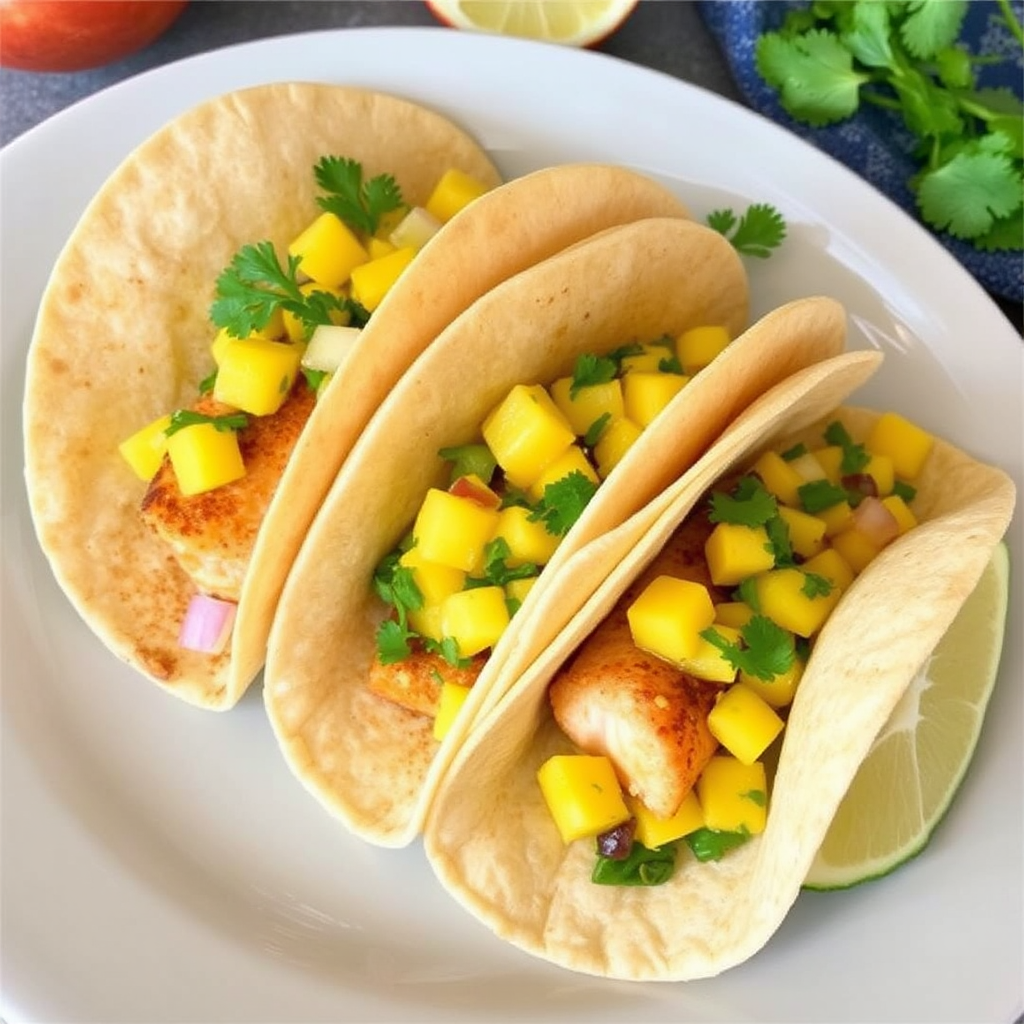 Spiced Salmon Tacos with Mango Salsa