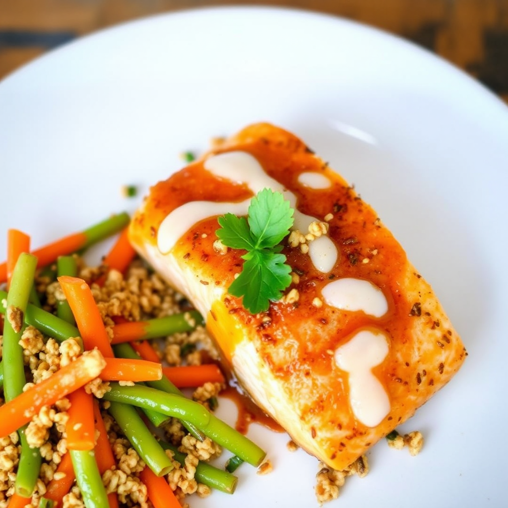 Spiced Salmon with Coconut-Carrot Glaze and Crispy Quinoa