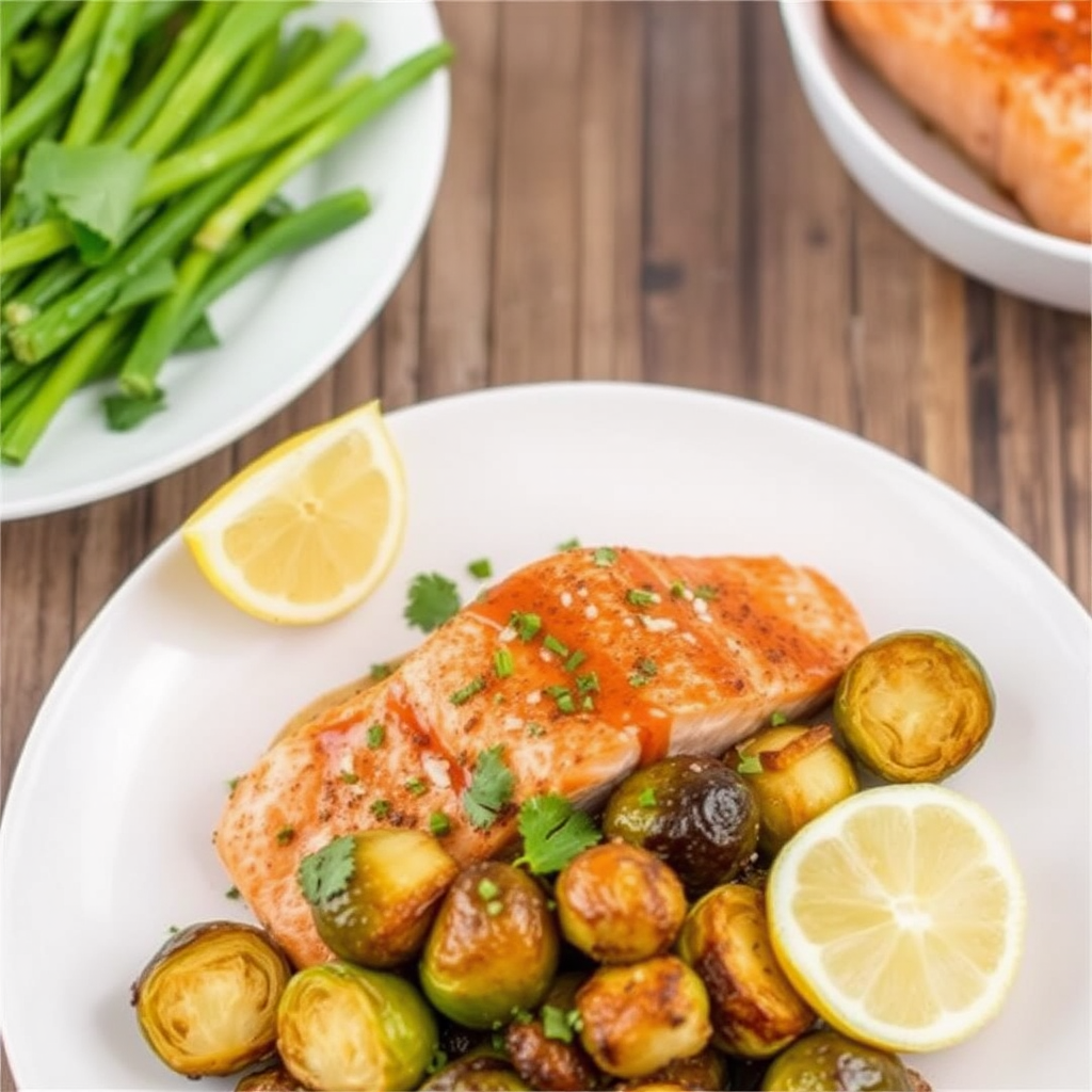 Spiced Salmon with Coconut Lime Glaze and Roasted Brussels Sprouts