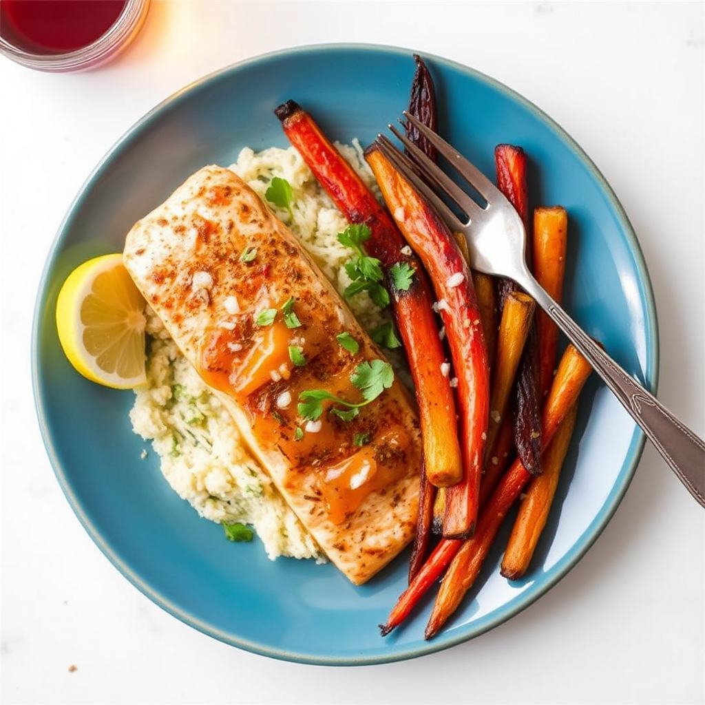 Spiced Salmon with Coconut-Lime Glaze and Roasted Rainbow Carrots